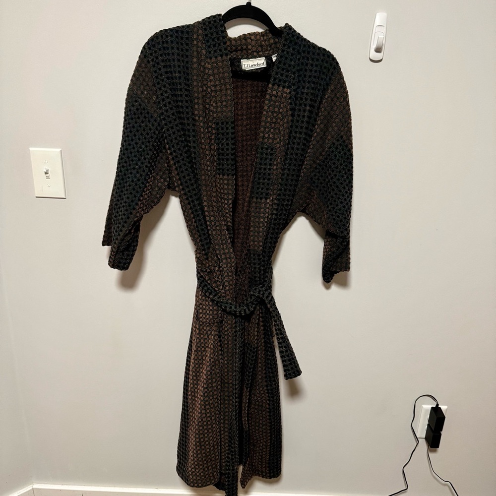 Vtg T.J. Lawford Genuine Towel Terry‎ Cloth Bath Robe Color-block one size